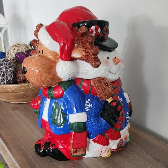 🎄🍪 Vintage 3D Christmas Cookie Jar – Mr. Moose, Santa & Frosty Amazing Design - Picture 4 of 16